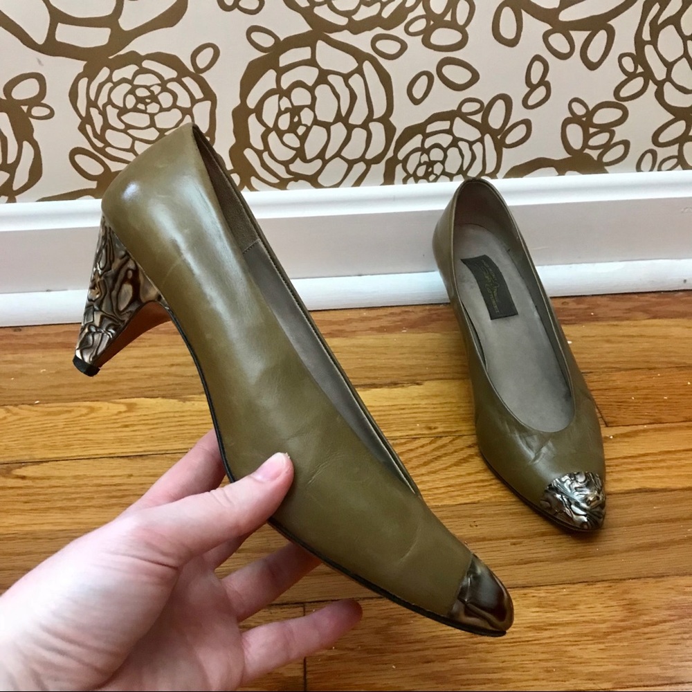 ✨ Sesto Meucci Italian Olive Marble Toe Heel